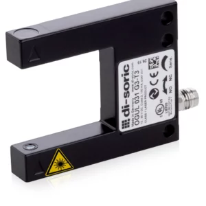 OGUL-031-G3-T3 di-soric 30 mm U-shaped visible red light laser fork barrier, Push-pull 100 mA NO/NC, IO-Link