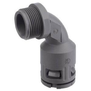 5103.015.020 / 15103015020 RQB90-M M20 x 1.5 mm Metric FLEXAquick® Grey 90 degree bend elbow connector for 15.8 mm OD conduit, IP68 sealing