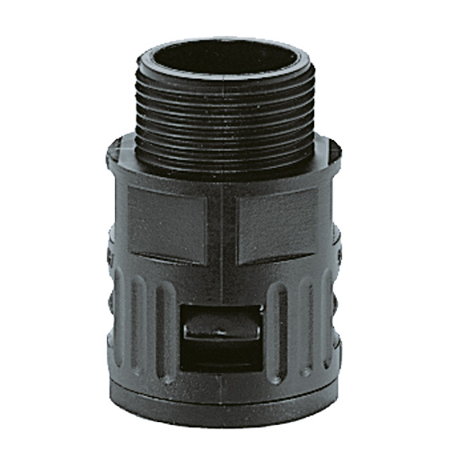 RQG-N.jpg 5020.038.221 / 15020038221 RQG-N 3/4'' NPT FLEXAquick® black straight connector for 28.5 mm OD conduit, IP68 sealing