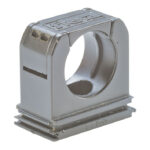 5030.020.048 / 15030020048 RQS Grey 54.5 mm plastic mounting clip with built-in hinged retaining cap for corrugated plastic conduits
