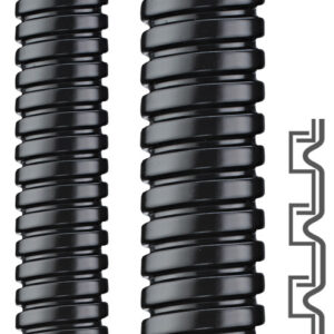 2213.702.022 / 12213702022 Flexa SPR-PU-F 22.0 x 27.0 mm flexible liquidtight galvanized steel conduit, railway HL2/HL3 rated, black polyurethane (PU) protective jacket