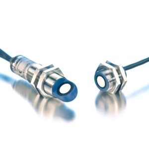 dbk+4/WK/3BEE/M18-E+S, Microsonic Double Sheet Detection, 20 - 60 mm range, 90° angled M18 receiver head, 2 x NPN NO/NC outputs for independent double & missing sheet signals