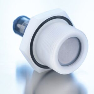 hps+340/DIU/TC/G2 Microsonic Chemical-Resistant PVDF body 350 - 8000 mm range Ultrasonic Distance Proximity Sensor, display, analog 4-20 mA, 0-10 V, PNP NO/NC outputs